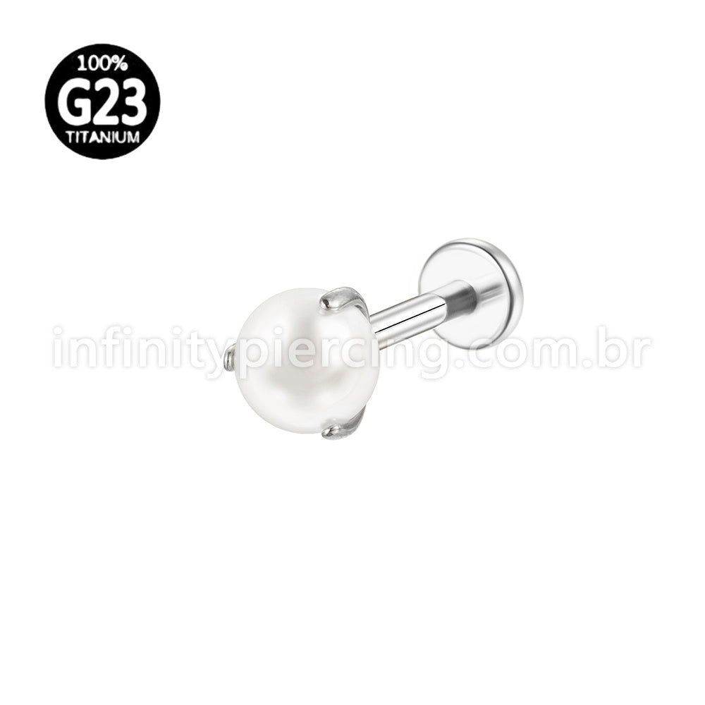 Piercing Labret Titânio Pérola