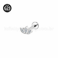 Piercing Labret Titânio Folhas Zircônia