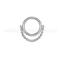 Piercing Argola Aço Cirúrgico Segmento Articulado Corrente Bolinhas