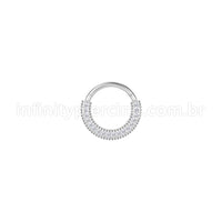 Piercing Argola Aço Cirúrgico Detalhada/Zircônia Cravejada