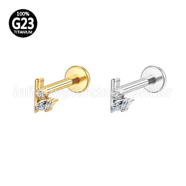 Piercing Labret Titânio 2 Zircônias