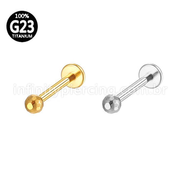 Piercing Labret Titânio Bolinha Lapidada Rosca Externa