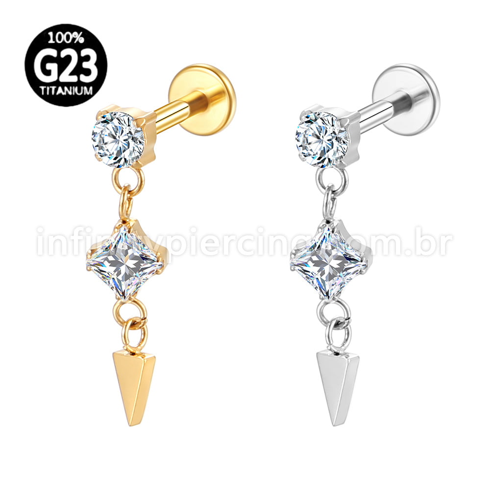 Piercing Labret Titânio Com Pingente