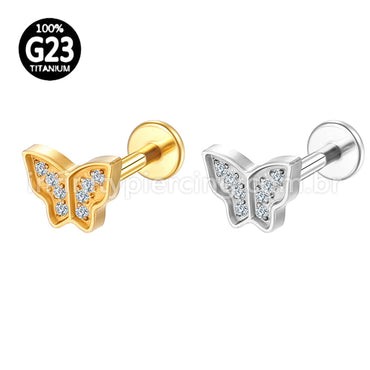Piercing Labret Titânio Borboleta