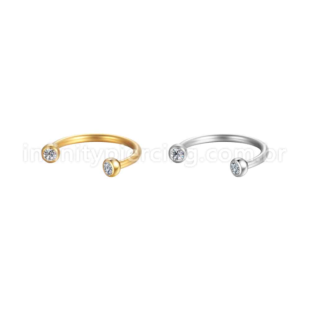 Piercing Ferradura Aço Cirúrgico Zircônia Cravada