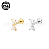 Piercing Labret Titânio Laço Zircônias Cravejadas