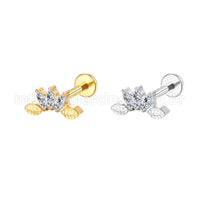 Piercing Labret Aço Cirúrgico Flor De Lotus 3 Zircônias
