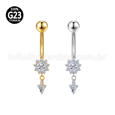 Piercing Banana Titânio Zircônia Com Pingente