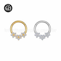 Piercing Argola Titânio Segmento Articulado Flores Zircônia
