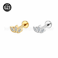 Piercing Labret Titânio Folhas Zircônia