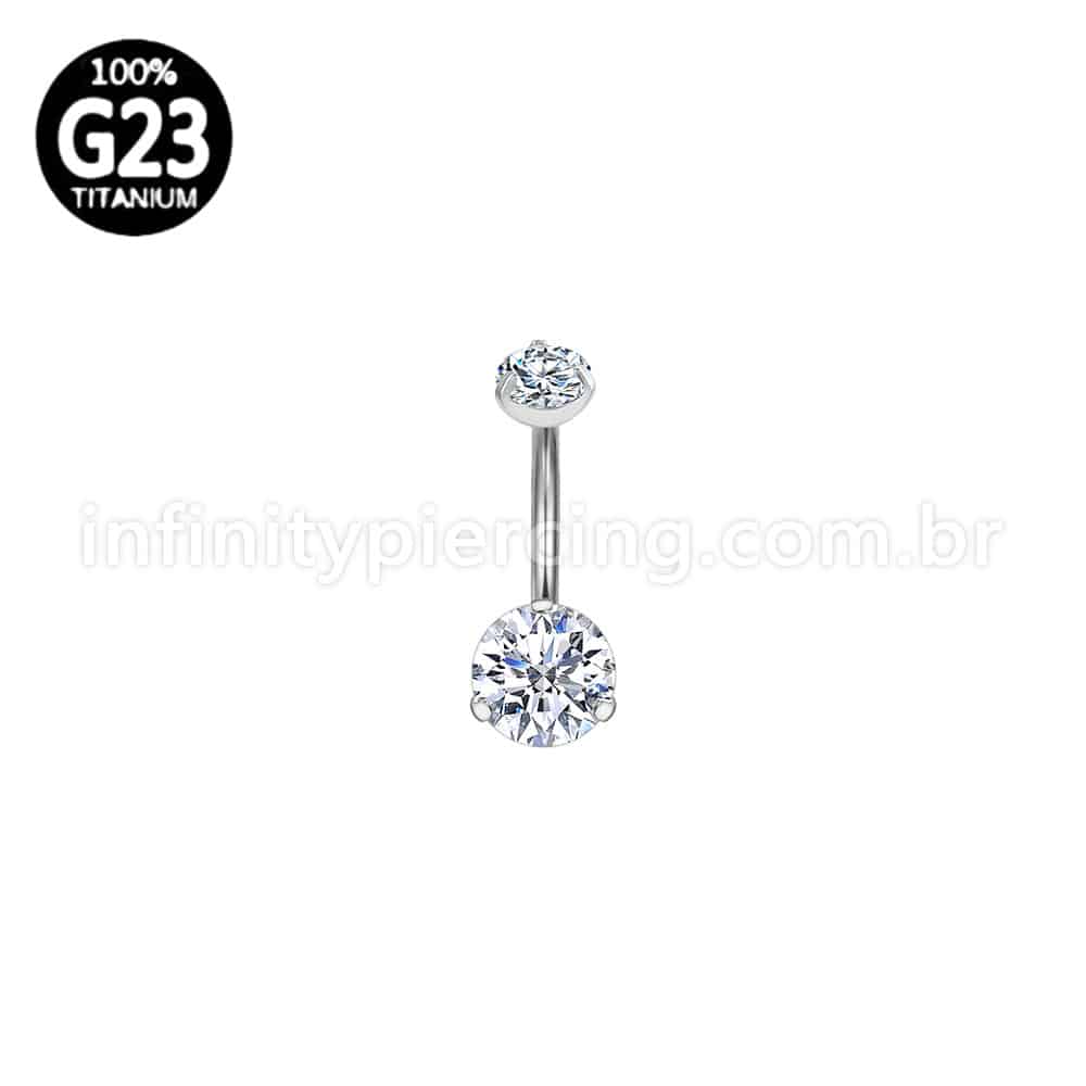 Piercing Banana Titânio 2 Pedras Zircônia