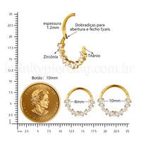 Piercing Argola Titânio Zircônia Cravejada