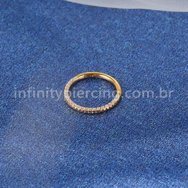 Piercing Argola Aço Cirúrgico Segmento Articulado Detalhada/Zircônia