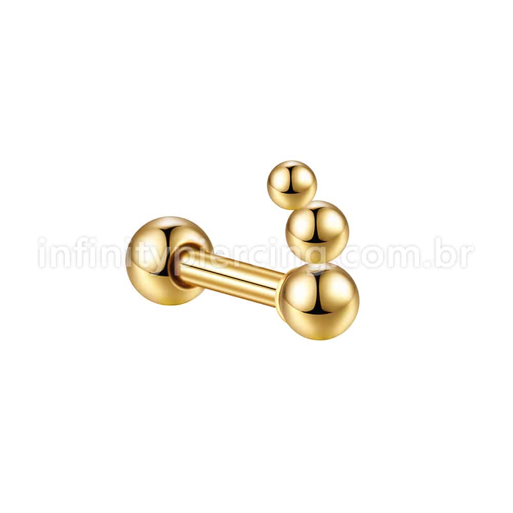 Piercing MiniBarbell Bolinhas Aço Cirúrgico