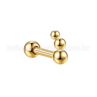 Piercing MiniBarbell Bolinhas Aço Cirúrgico