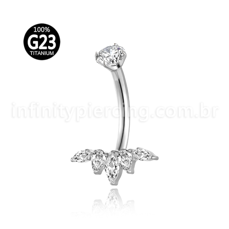 Piercing Banana Titânio Folhas Zircônia