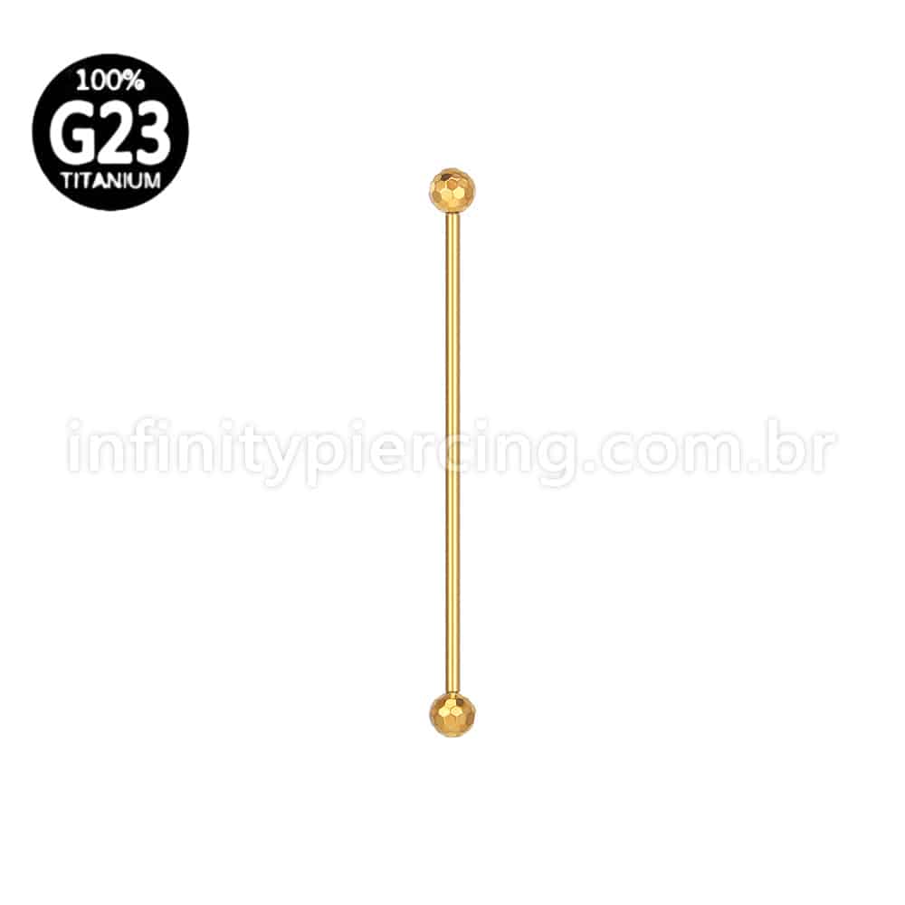 Piercing Barbell Titânio Bolinha Lapidada Rosca Externa
