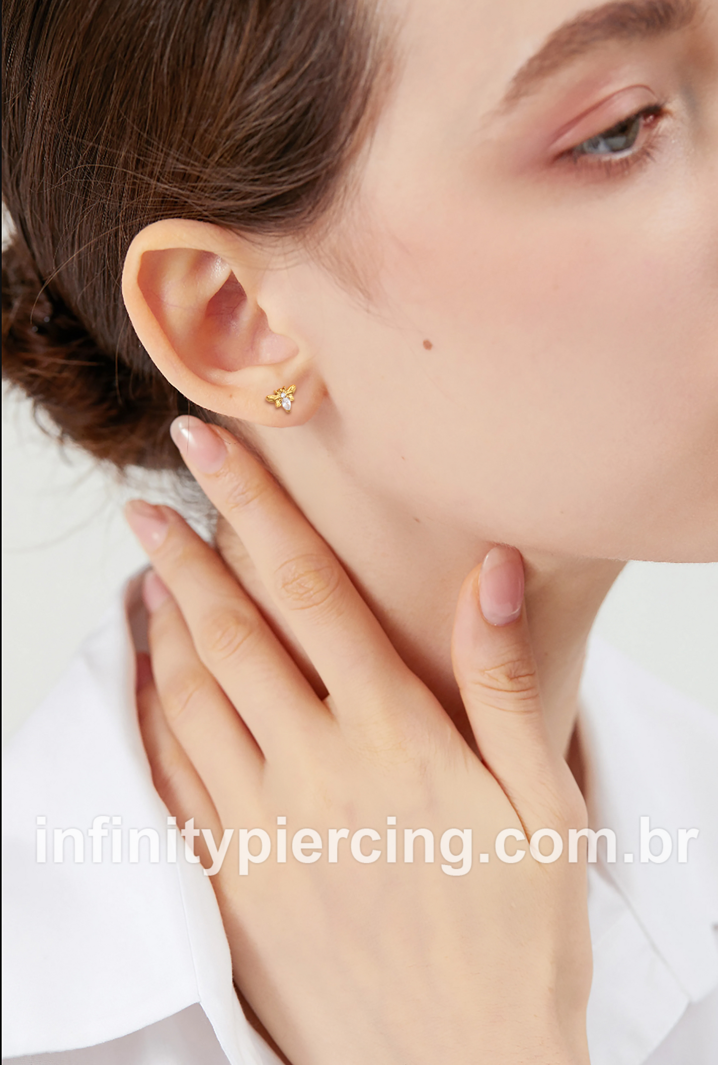 Piercing Labret Aço Cirúrgico Abelha Zircônia