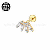 Piercing Labret Titânio Coroa Zircônia Cravejada
