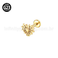 Piercing Labret Titânio Coração Detalhada