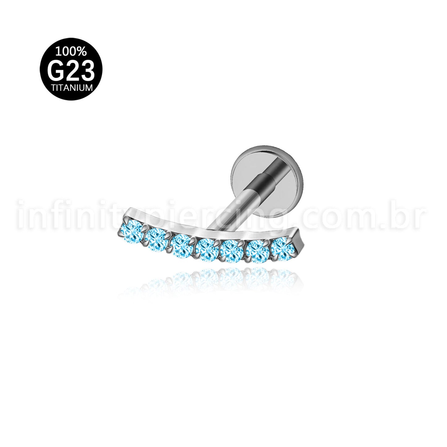 Piercing Labret Titânio Barra Curva Zircônia