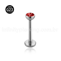 Piercing Labret Titânio Push Pin Zircônia Ponto De Luz Colorida