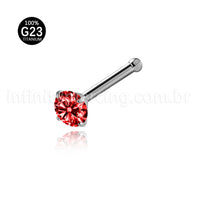 Piercing Nostril Reto Titânio Zircônia Redonda