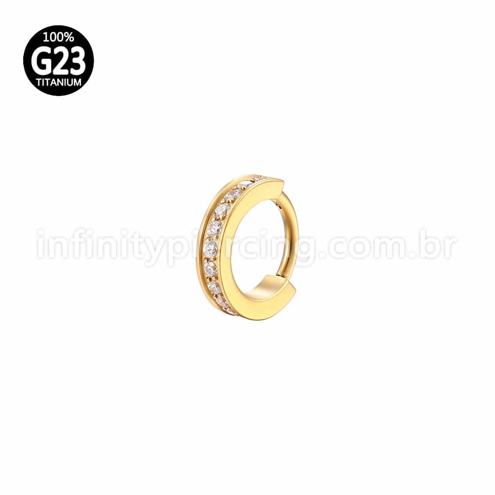 Piercing Argola Titânio Uma Fileira Zircônia
