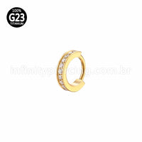 Piercing Argola Titânio Uma Fileira Zircônia