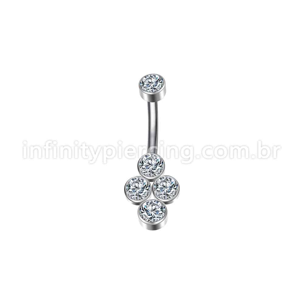 Piercing Banana Aço Cirúrgico 5 Zircônias Cravada