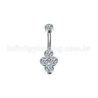 Piercing Banana Aço Cirúrgico 5 Zircônias Cravada
