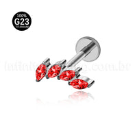 Piercing Labret Titânio Folhas Zircônia