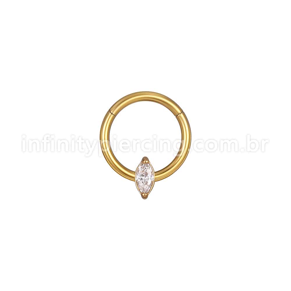 Piercing Argola Aço Cirúrgico Segmento Articulado Zircônia Oval Com Pontas