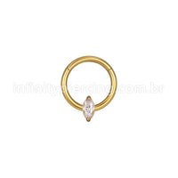 Piercing Argola Aço Cirúrgico Segmento Articulado Zircônia Oval Com Pontas