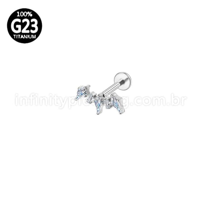 Piercing Labret Titânio Coroa Zircônia