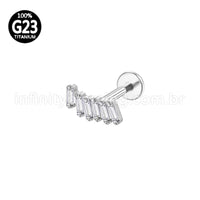 Piercing Labret Titânio 5 Zircônias Retangular