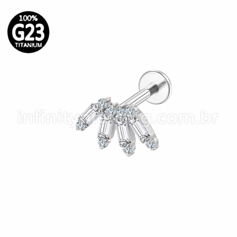 Piercing Labret Titânio Coroa Zircônia Cravejada