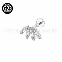 Piercing Labret Titânio Coroa Zircônia Cravejada
