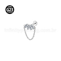 Piercing Labret Titânio Cluster Corrente 4 Zircônias