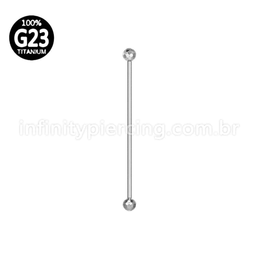 Piercing Barbell Titânio Bolinha Lapidada Rosca Externa