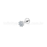 Piercing Labret Aço Cirúrgico Flor Zircônia