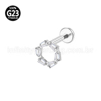 Piercing Labret Titânio Redonda 6 Zircônias