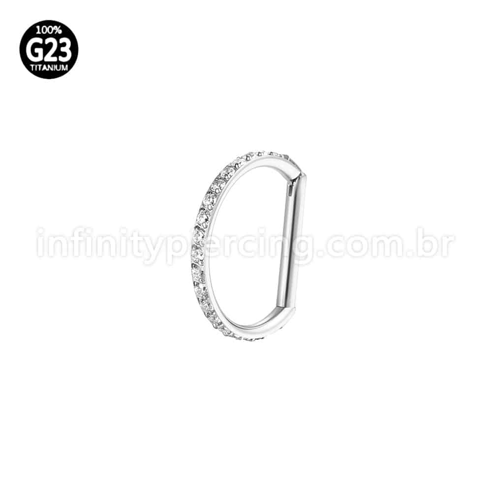 Piercing Meia Argola Titânio Segmento Articulado Zircônia