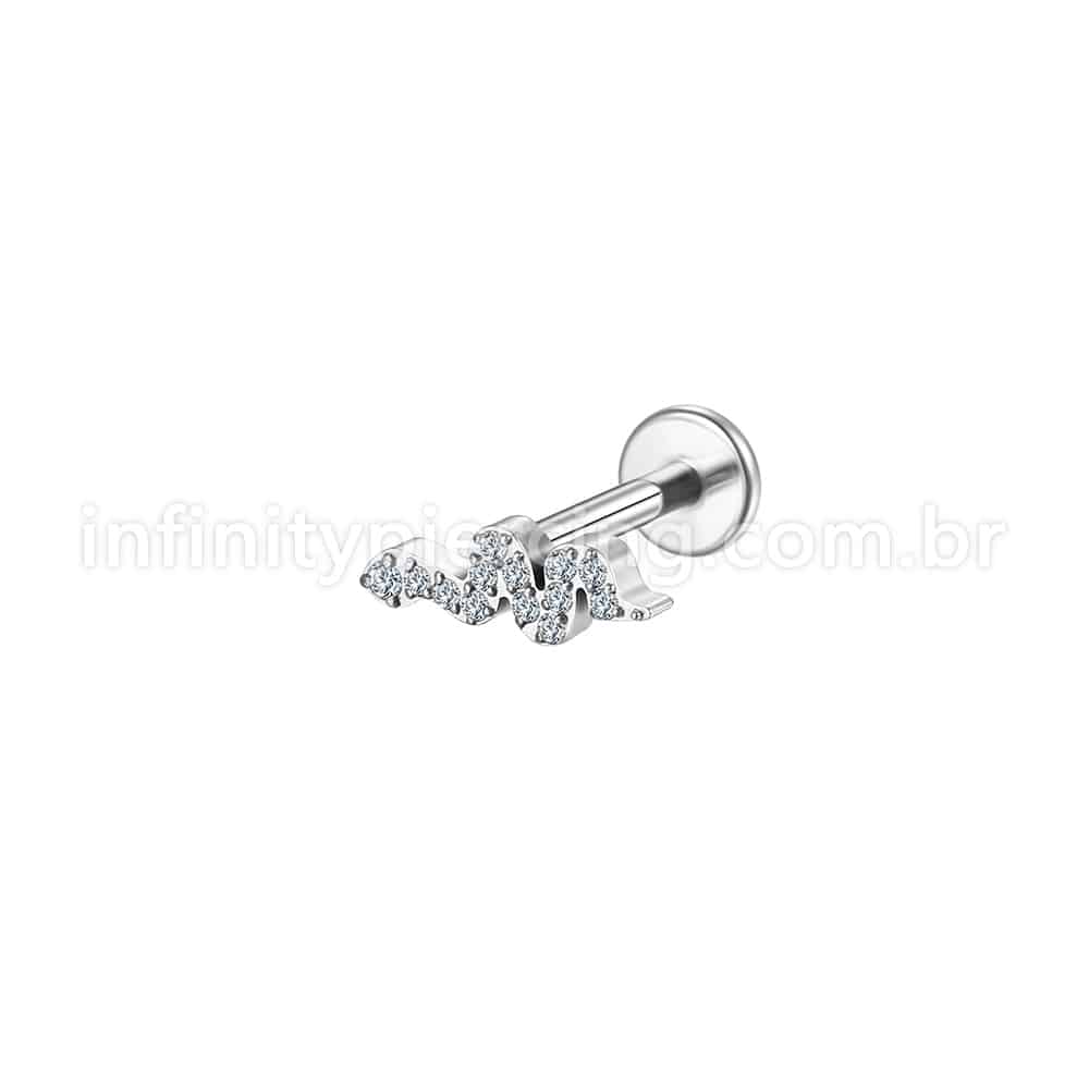 Piercing Labret Aço Cirúrgico Cobra Zircônia