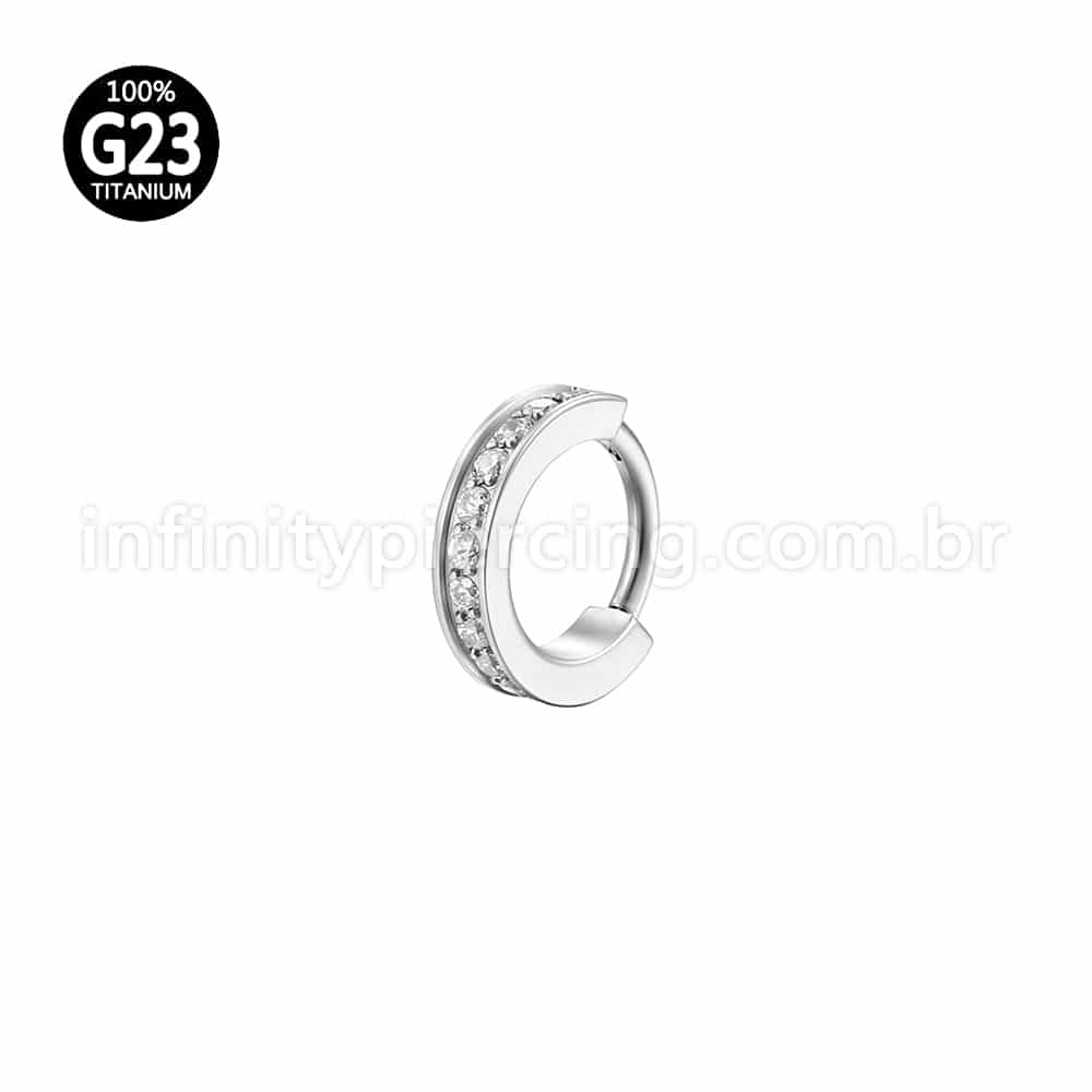 Piercing Argola Titânio Uma Fileira Zircônia