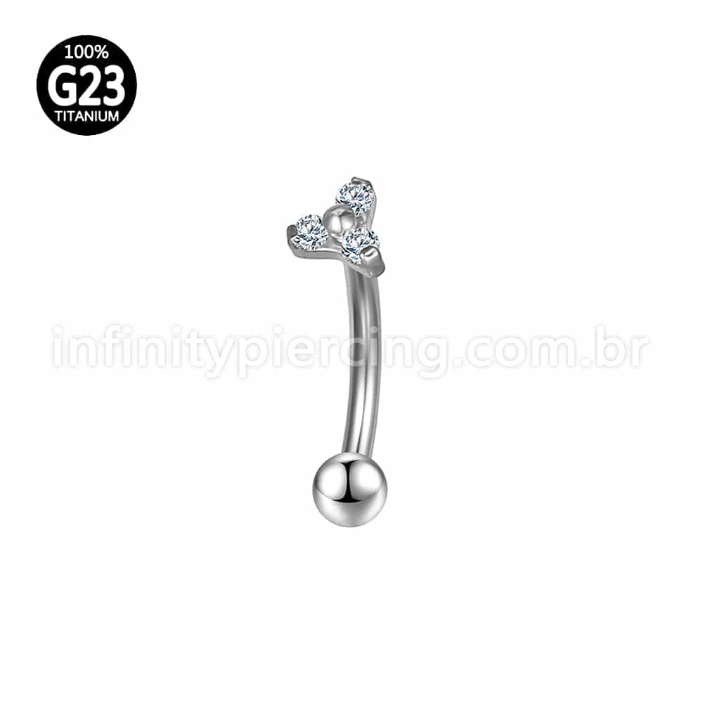 Piercing Minibarbell Curvo Titânio Zircônia
