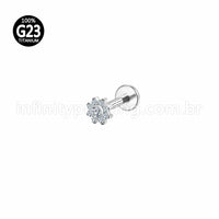 Piercing Labret Titânio Flor Zircônia