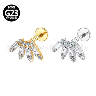 Piercing Labret Titânio Coroa Zircônia Cravejada