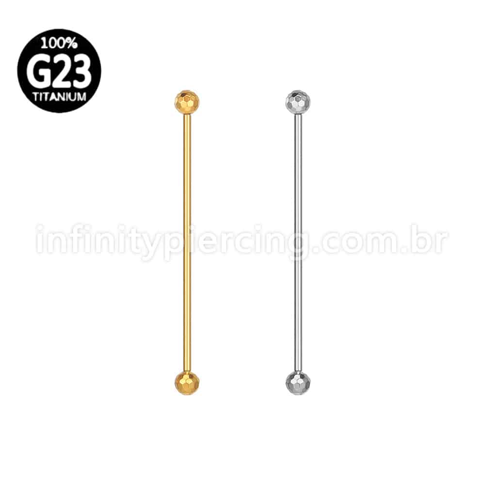 Piercing Barbell Titânio Bolinha Lapidada Rosca Externa