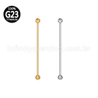 Piercing Barbell Titânio Bolinha Lapidada Rosca Externa
